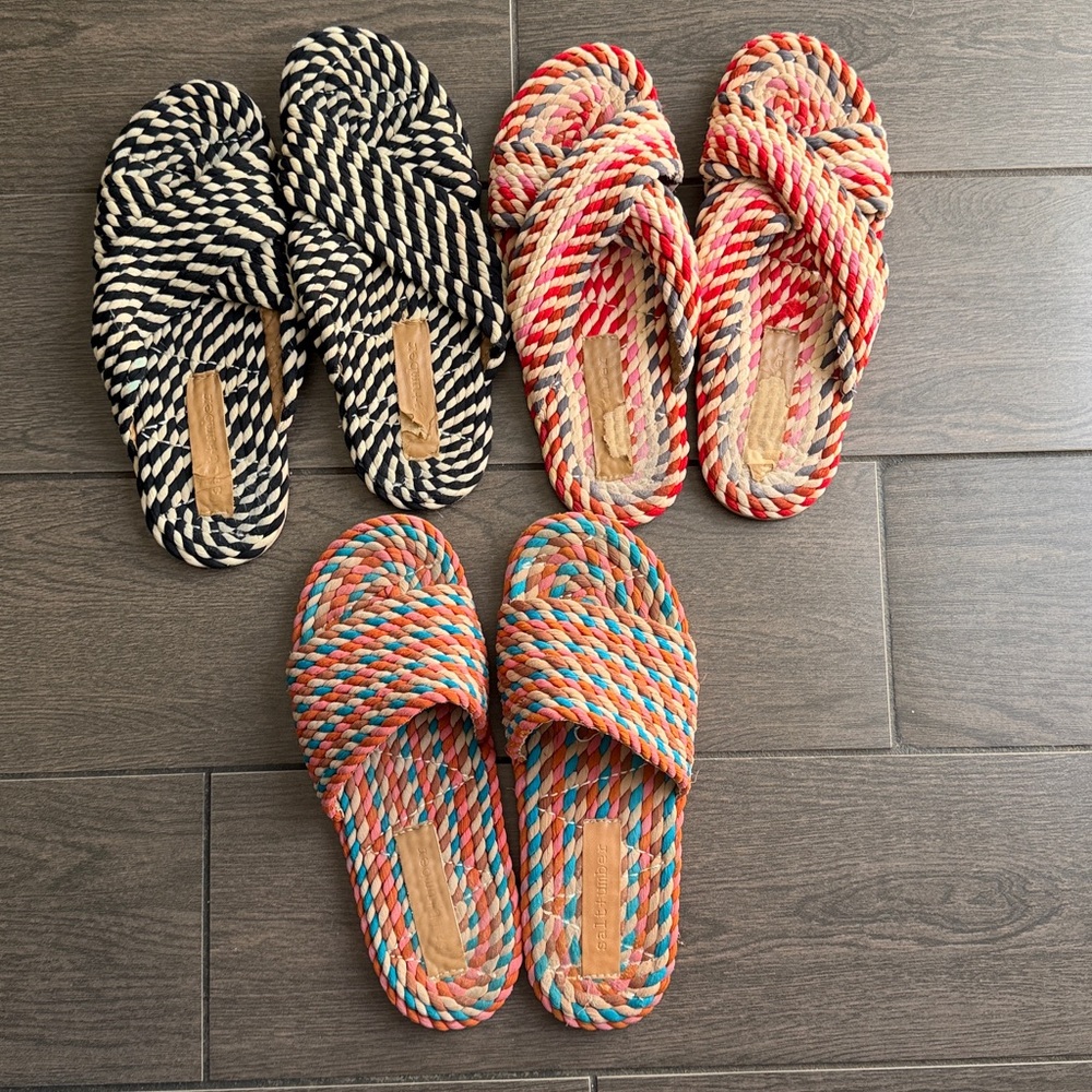 SALT + UMBER 3 PAIR OF SARAYA ROPE SLIDES 6